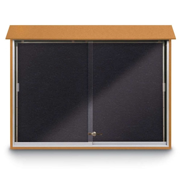 Outdoor Enclosed Combo Board, 72"x36", Satin Frame/Black Porc & Amethyst